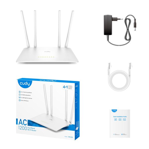 Безжичен рутер Cudy WR1200, V2.0, 2.4/5 GHz, 300 - 867 Mbps, 10/100/ 5