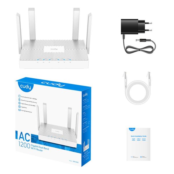 Безжичен рутер CUDY WR1300E, Двубандов AC1200, 300+867 Mbps, 3xGigabit 4
