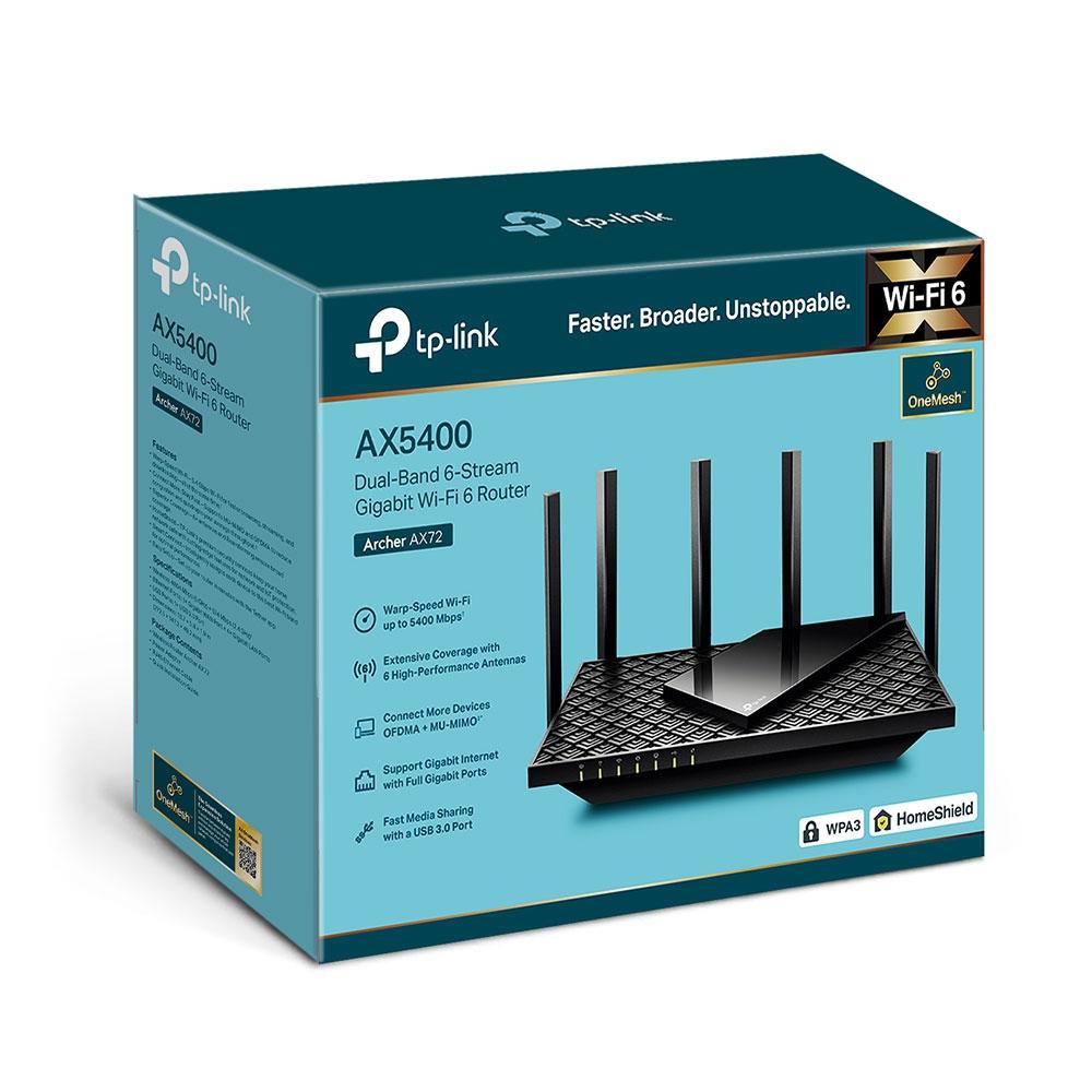 Безжичен рутер TP-Link Archer AX72, AX5400, 2.4/5 GHz, 574 - 4804 Mbps, Gigabit 4