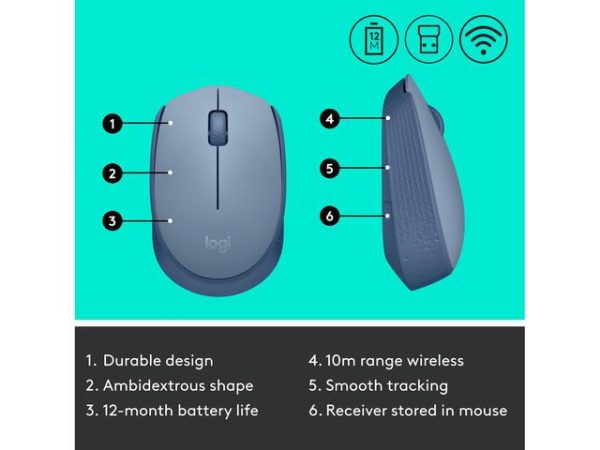 Безжична оптична мишка LOGITECH M171 6