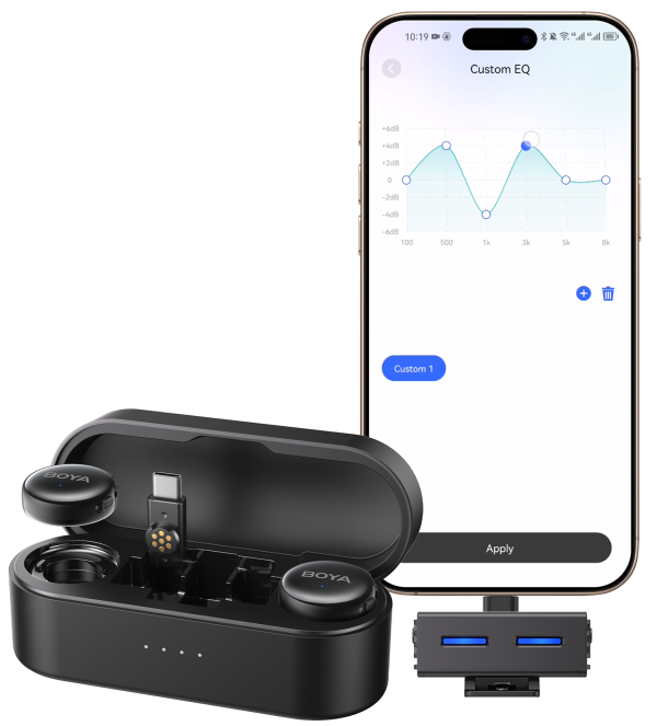 Безжична система микрофони BOYA BOYALINK 3-01 with lightning+USB-C +3.5mm TRS plug 20