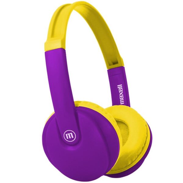 Блутут детски слушалки Maxell KIDZ HP-BT350, Малък размер, Виолетов/Жълт 1