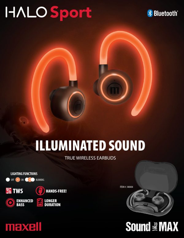 Блутут слушалки-тапи MAXELL HALO SPORT, Bluetooth 5.0, Черни 3