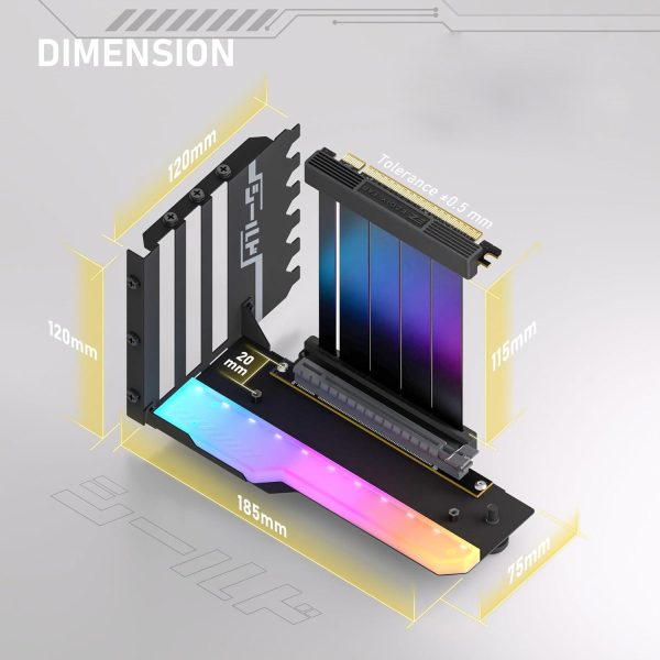 Брекет за вертикален монтаж на GPU EZDIY-FAB RGB PCIe 4.0 Riser Cable 90° 2