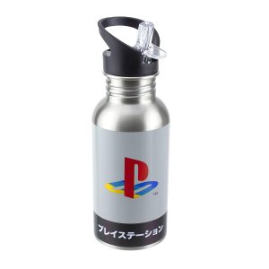 Бутилка за вода Paladone : PlayStation - Heritage Metal Water Bottle with Straw - 480ml 1