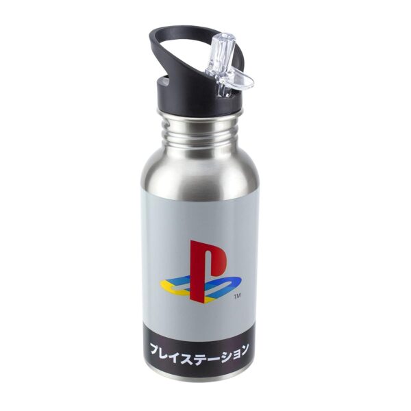 Бутилка за вода Paladone : PlayStation - Heritage Metal Water Bottle with Straw - 480ml 1