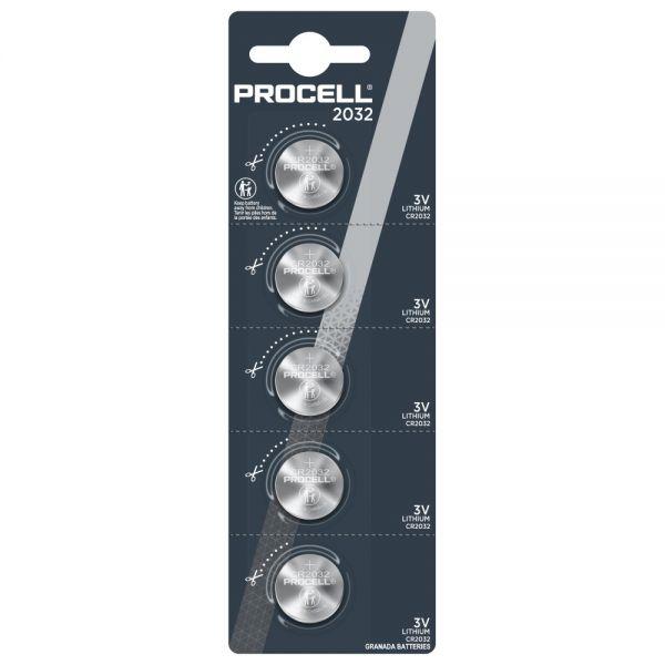 Бутонна батерия DURACELL PROCELL CR2032, 3V, 5 бр. в блистер, Литиева, /цена за 1 батерия/ 1