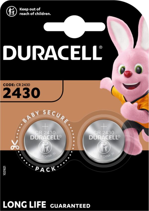 Бутонна батерия литиева DURACELL CR2430, 3V, 2 бр. в блистер, цена за 2 бр. батерии 1