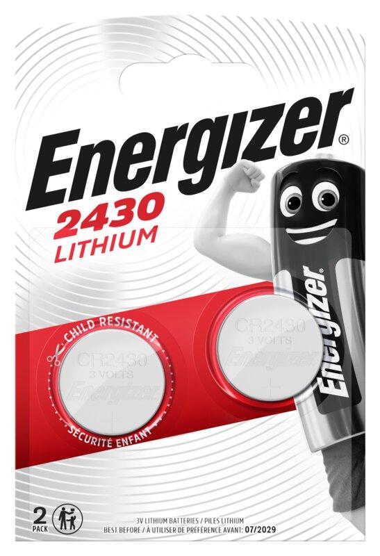 Бутонна батерия литиева ENERGIZER CR2430, 3V, 2 бр. в блистер, цена за 2 батерии 1