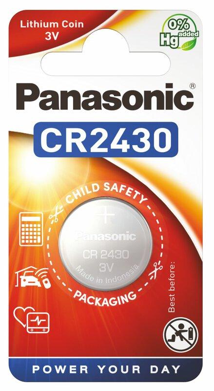 Бутонна батерия литиева PANASONIC CR2430, 3V, 1 бр. в блистер, цена за 1 бр. 1