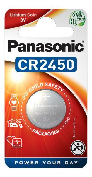 Бутонна батерия литиева PANASONIC CR2450, 3V, 1 бр. в блистер, цена за 1 бр. 1