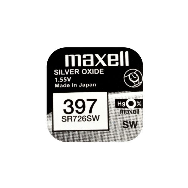 Бутонна батерия сребърна MAXELL SR726 SW /AG2/ 397/, 1.55V 1