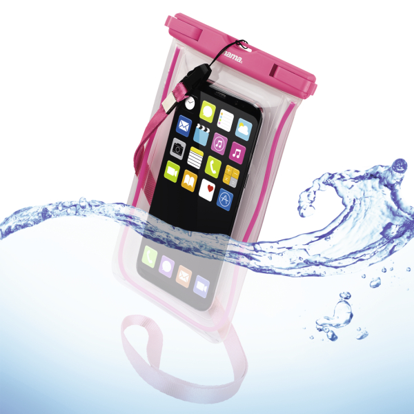 Чанта за смартфон HAMA Playa, Размер XXL, Водоустойчива IPX8, Прозрачен/Розов 3