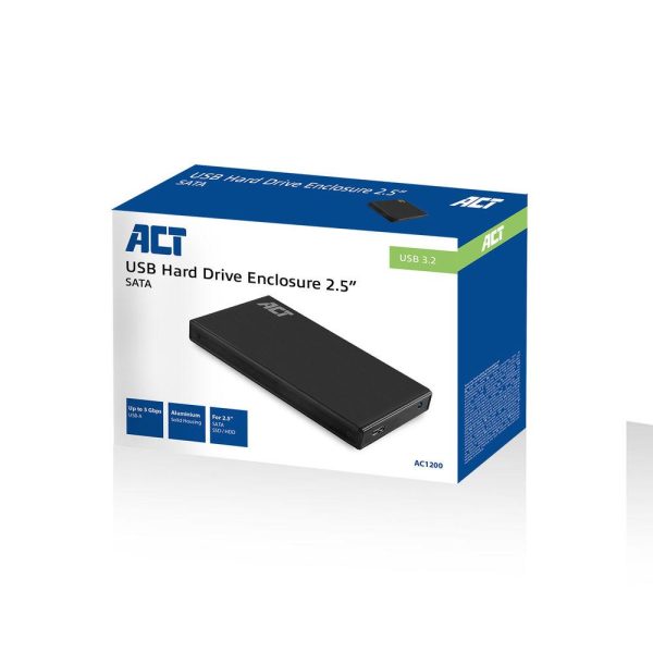 Чекмедже за твърд диск ACT AC1200, SATA, 2.5", USB-C 3.2 Gen1, Черен 3
