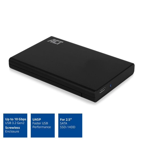 Чекмедже за твърд диск ACT AC1225, SATA, 2.5", USB-C 3.2 Gen2, Черен 2