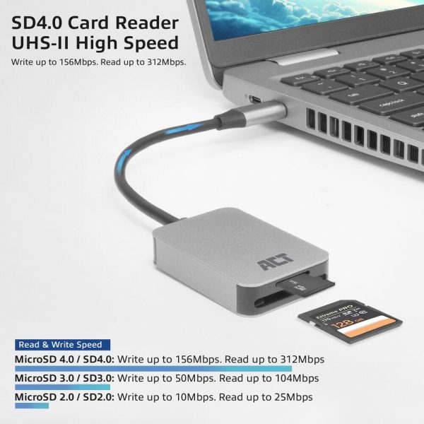 Четец за SD / micro SD карти ACT AC7056, SDXC, USB-C 3