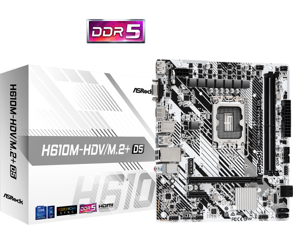 Дънна платка ASRock H610M-HDV/M.2+ D5 LGA1700 4