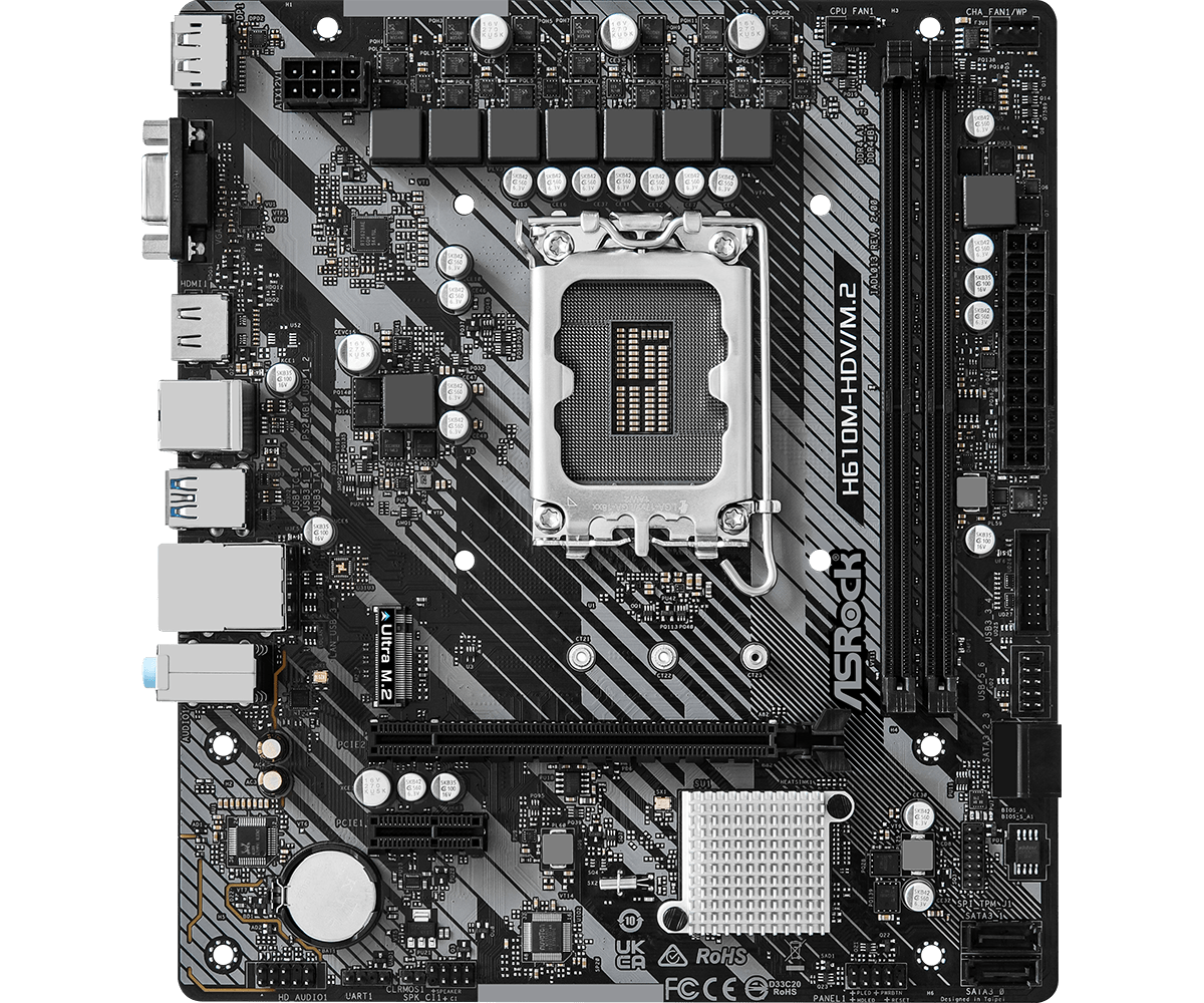 Дънна платка ASRock H610M-HDV/M.2 R 2.0, LGA1700, DDR4, mATX 1