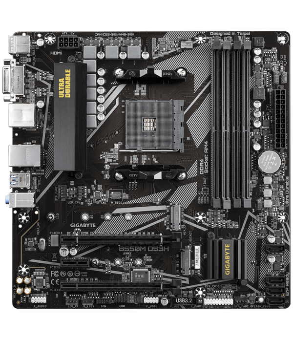 Дънна платка GIGABYTE B550M DS3H, Socket AM4, 4 x DDR4 1