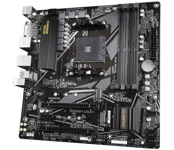 Дънна платка GIGABYTE B550M DS3H, Socket AM4, 4 x DDR4 2