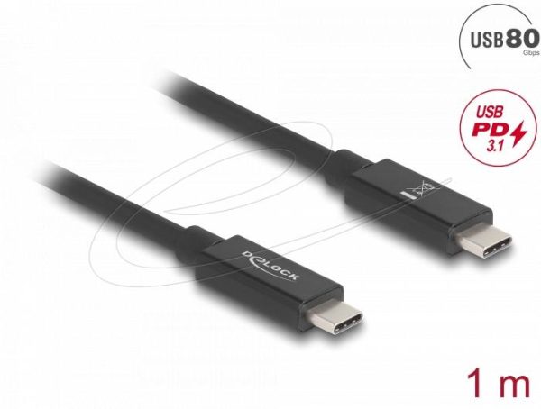 Delock Кабел E-Marker USB-C, 80 Gbps, 16K 60 Hz, PD 3.1 240 W, 1 m, черен 2