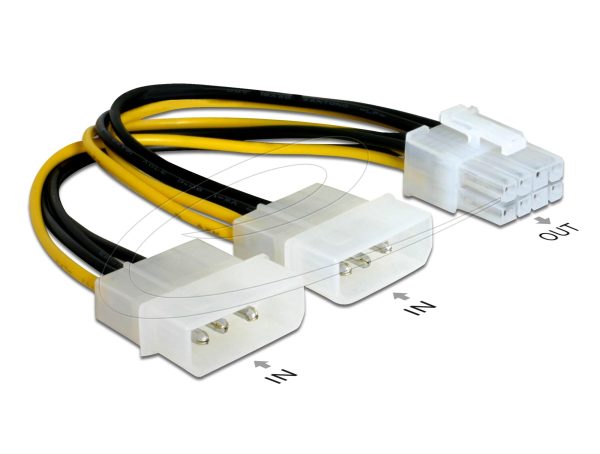 Delock Кабел PCI Express захранване 8 pin към 2 x 5¼“  за видео-карти, 12V, 15 см,  82397 1