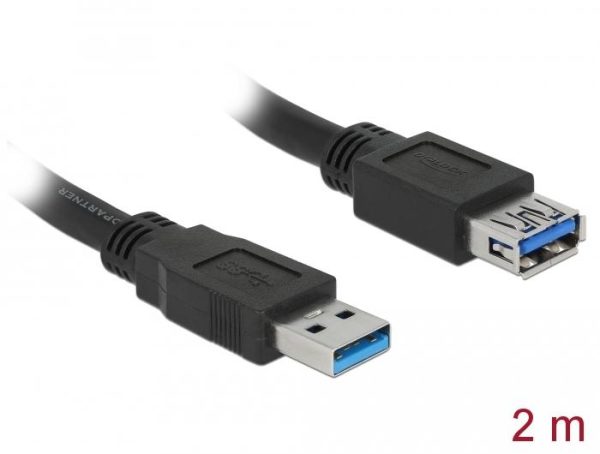 Delock Кабел удължителен екраниран USB 3.0 Type-A мъжко > USB 3.0 Type-A женско 2.0 m black 2