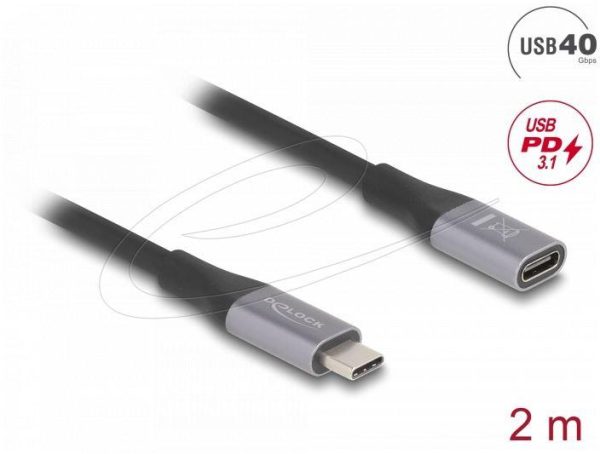 Delock Удължителен кабел USB-C, 40 Gbps, PD 240W, 2 м, сив 2