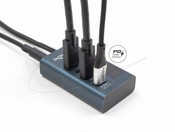 Delock USB Хъб, 4 порта, 10 Gbps, 3 x Data USB-C, 1 x PD 20W 4