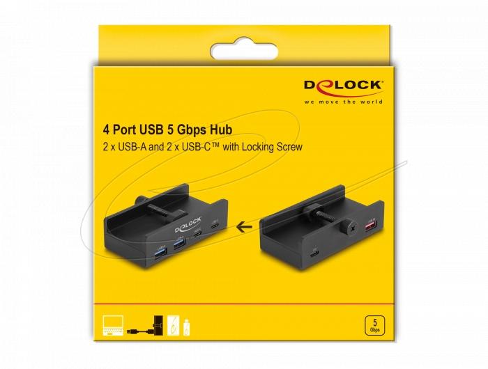 Delock USB Хъб, 4 порта, 5 Gbps, 2 x USB-A, 2 x USB-C 5