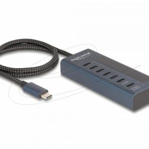 Delock USB Хъб, 7 порта, 10 Gbps, 6 x Data USB-C, 1 x PD 20W 1