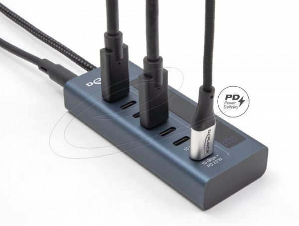 Delock USB Хъб, 7 порта, 10 Gbps, 6 x Data USB-C, 1 x PD 20W 4