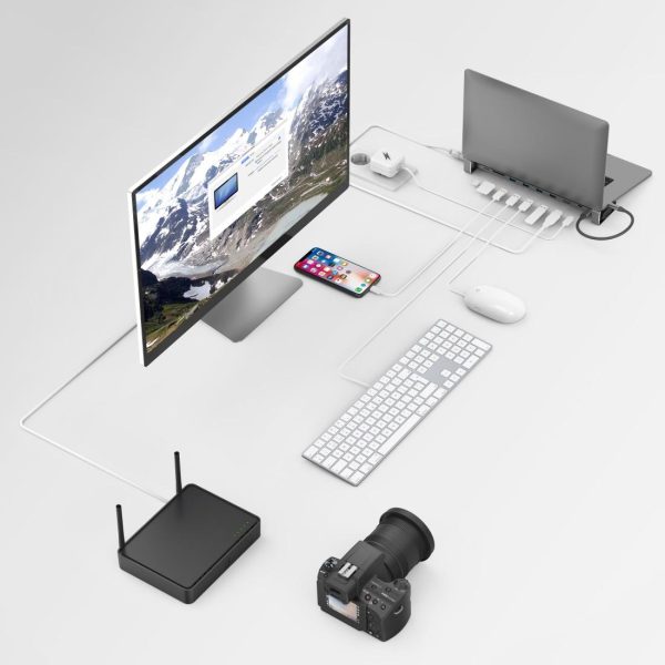 Докинг станция 9 в 1 HAMA, 4 x USB-A, USB-C, HDMI, LAN, SD, microSD, Сива 4