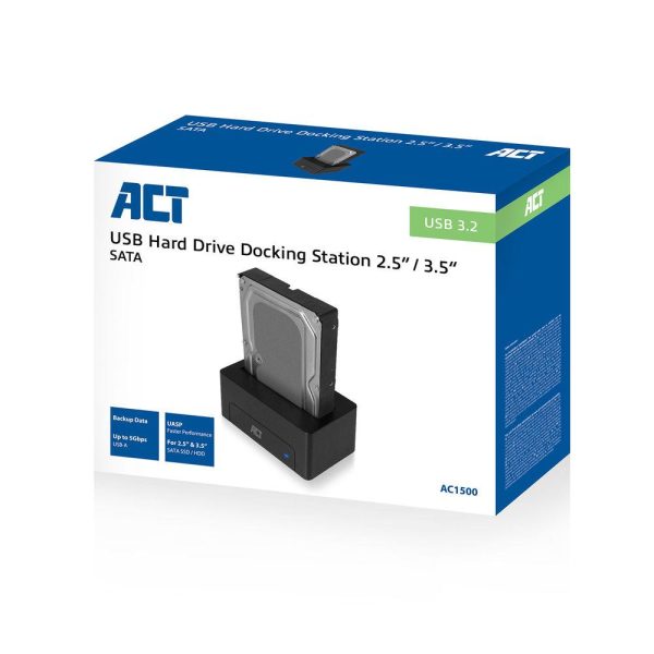 Докинг станция ACT AC1500, USB 3.1 Gen1, За 3.5"/2.5" SATA HDD/SSD 5