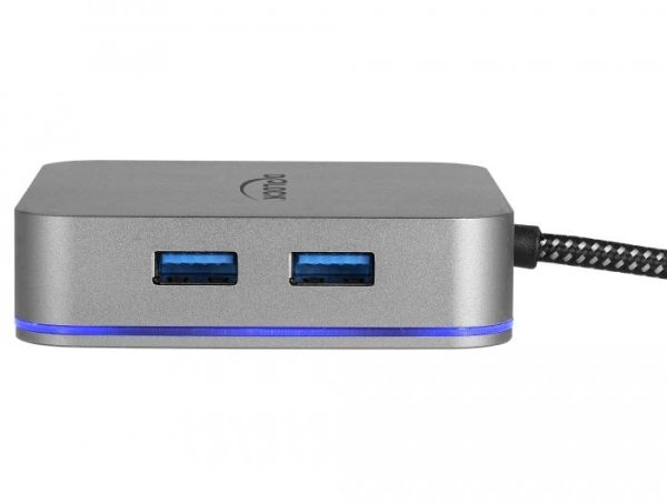 Докинг станция Delock, USB-A, USB-C, HDMI, Gigabit LAN, PD, Подсветка, Сива 3