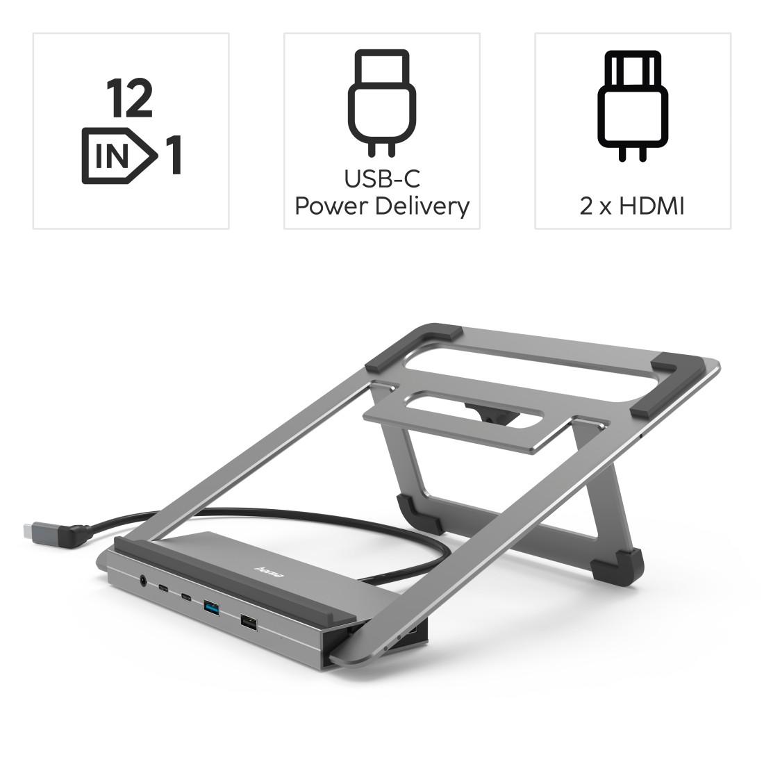 Докинг станция Hama "Connect2Office Stand" USB-C, Стойка за лаптоп, 12 порта 6