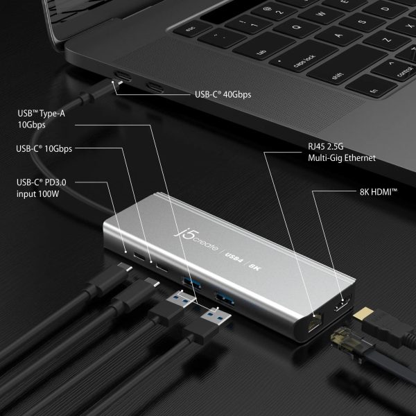 Докинг станция j5create JCD403, USB4, Multi-port хъб, Gigabit Ethernet 4