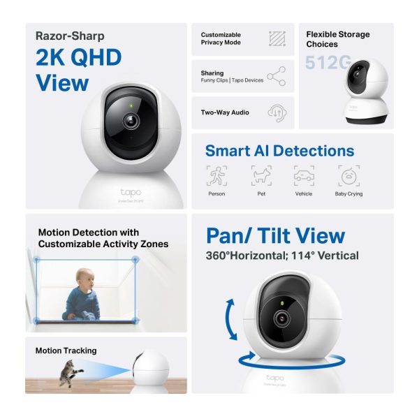 Домашна охранителна WiFi камера TP-Link Tapo C220, Pan/Tilt 2