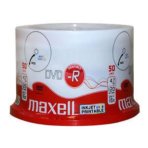 DVD-R MAXELL, 4,7 GB, 16x, Printable, 50 pk cake box 1