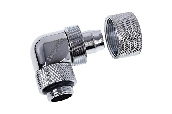 Фитинг Alphacool Eiszapfen, Удължител, 90°, 16/10mm, G1/4, Сребрист 3