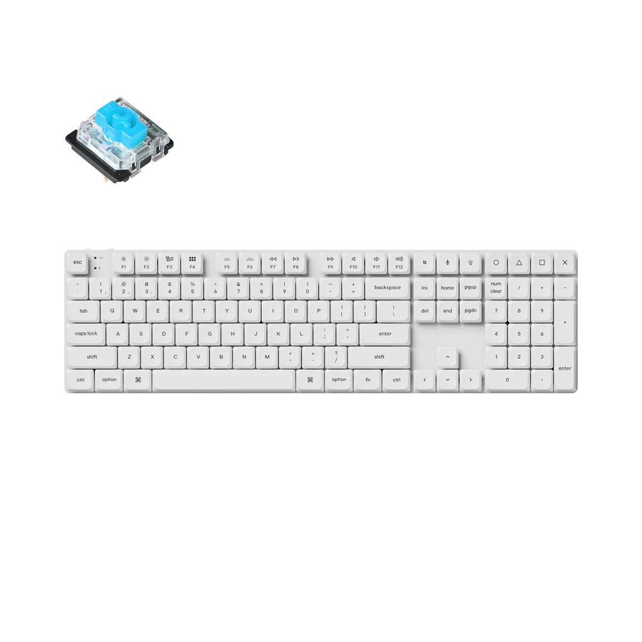 Геймърска механична клавиатура Keychron K5 Pro White QMK/VIA Full-Size Hot-Swappable Low-Profile Gateron Blue Switches RGB Backlight 1