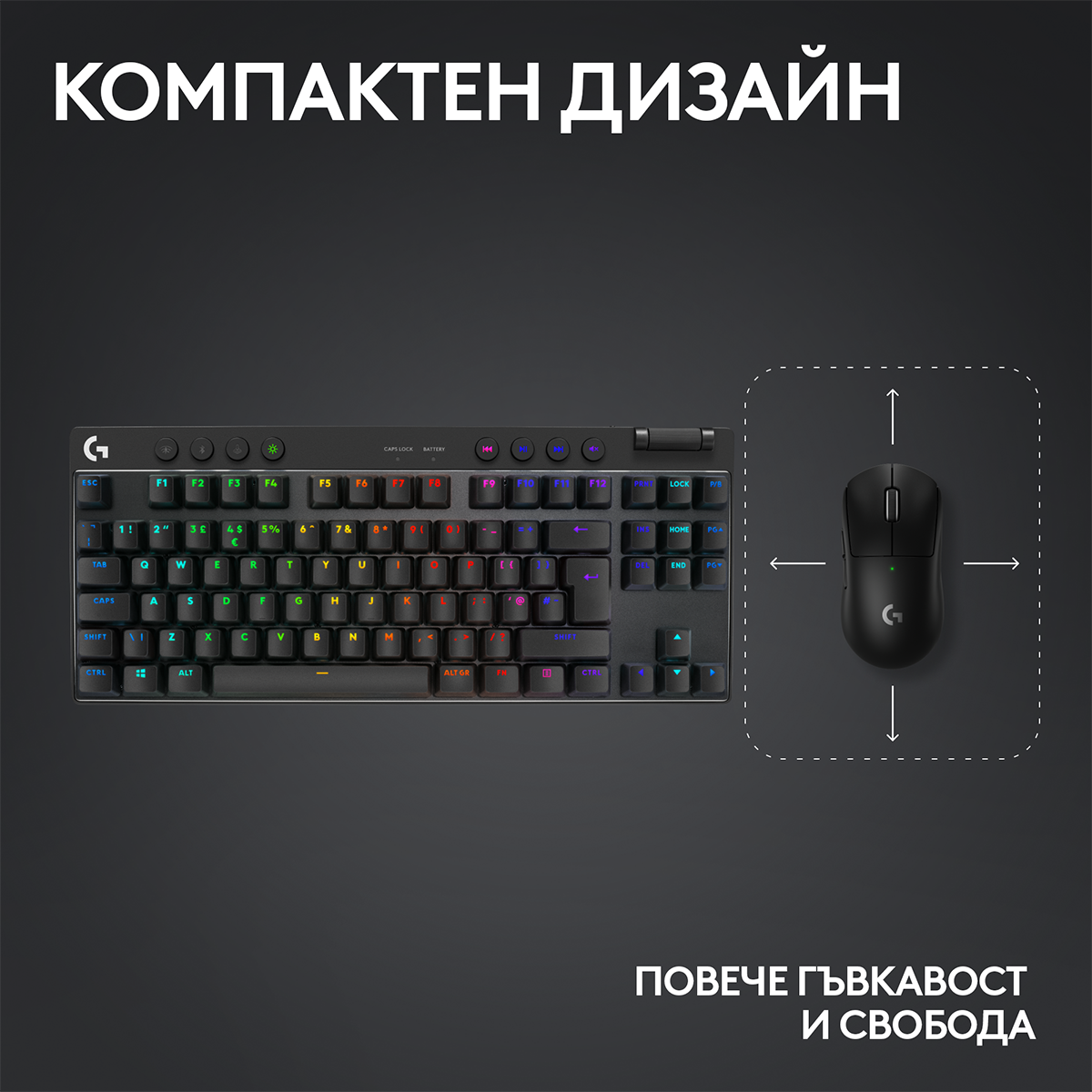 Геймърска механична клавиатура Logitech G Pro X TKL Lightspeed Tactile Switch 3