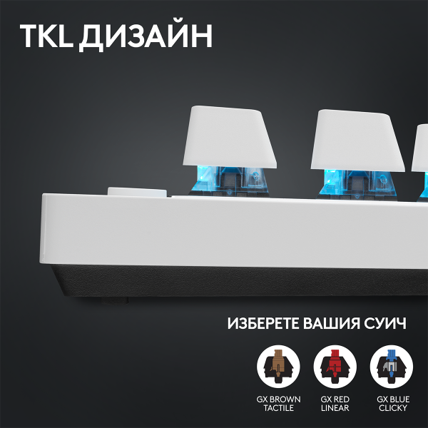 Геймърска механична клавиатура Logitech G Pro X TKL White - Tactile 6