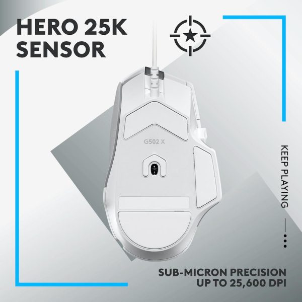 Геймърска мишка Logitech, G502 X, Оптична,  Жична, USB, Бяла 4