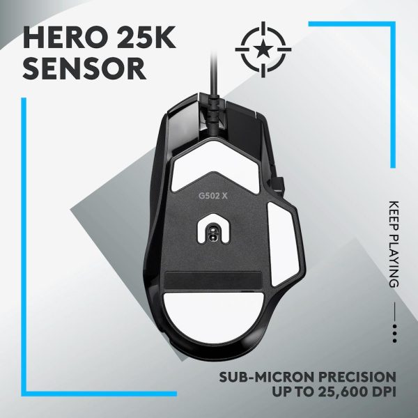Геймърска мишка Logitech, G502 X, Оптична,  Жична, USB, Черна 3