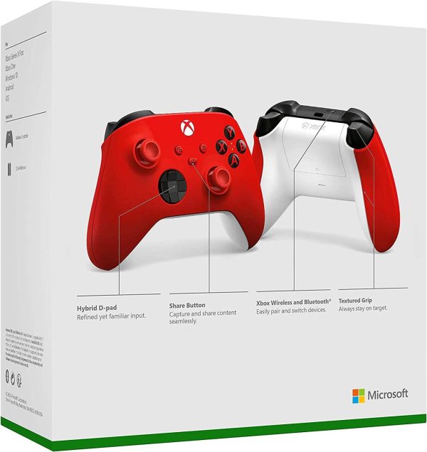 Геймърски контролер Microsoft, За Xbox, Безжичен, Червен 3