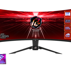 Геймърски Монитор ASRock PG34WQ15R2B, 34" UHD (3440 x 1440) VA 1500 Curved 1