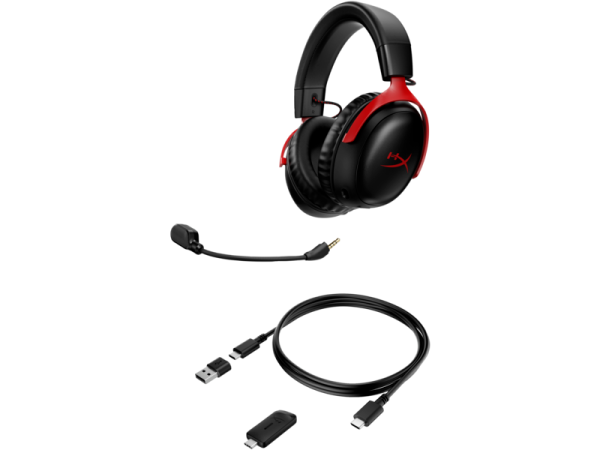 Геймърски слушалки HyperX, Cloud III, Безжични, Микрофон, Черно/Червено 3