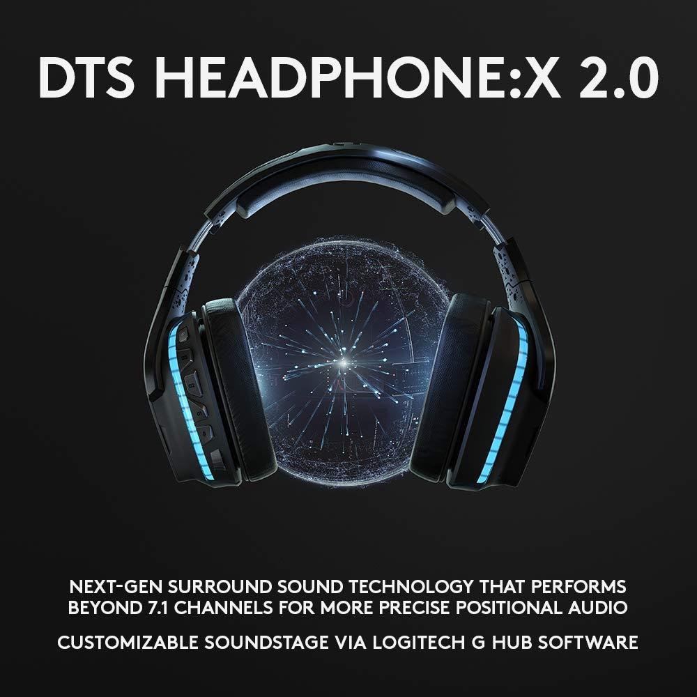 Геймърски слушалки Logitech, G935 7.1 Wireless 7.1 Surround Lightsync, Безжични, Черни 4