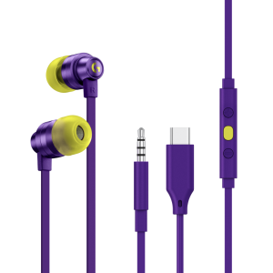 Геймърски слушалки с микрофон Logitech G333 In-ear 3.5 mm + USB-C adapter, тапи жични, лилави 1